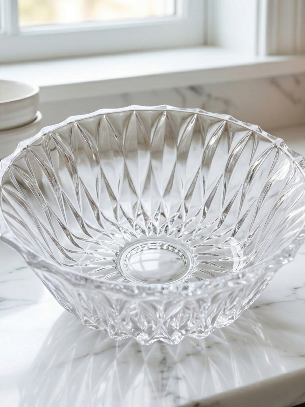 Vintage Clear Pressed Glass Ring Bowl with Bullicante Bubbles
